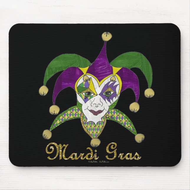 Tapis De Souris Masque coloré Mardi Gras Jesters (Devant)