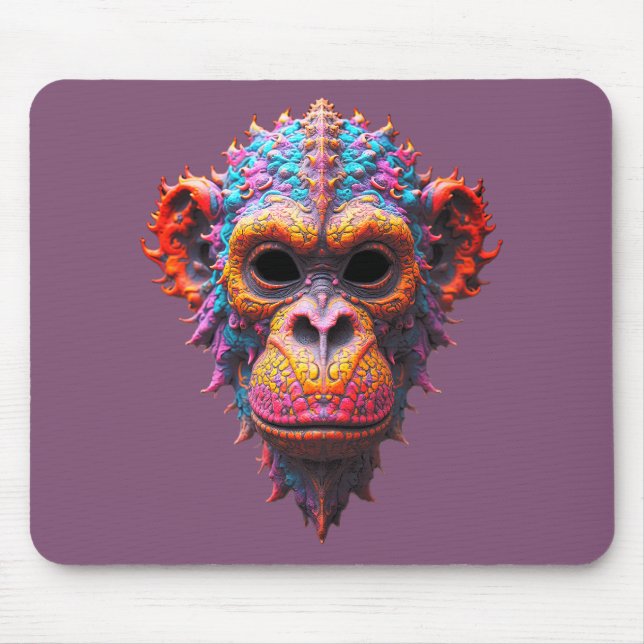 Tapis De Souris Masque de chimpanzé orné (Devant)