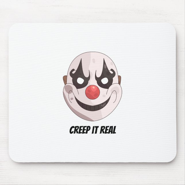 Tapis De Souris Masque de clown effrayant Creep It Real Graphique  (Devant)