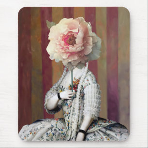 Tapis De Souris Masque de pivoine rose Intrigue Florale