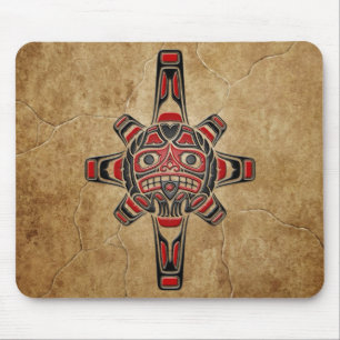 Tapis De Souris Masque en pierre de Sun de Haida