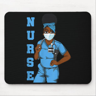 Tapis De Souris Masque facial d'uniforme d'infirmière noire femmes