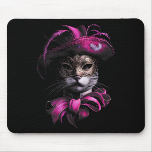 Tapis De Souris Masquerade Chat Félin Fougueux Carnaval Folies Car