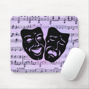 Tapis De Souris Masques de musique et de théâtre violets