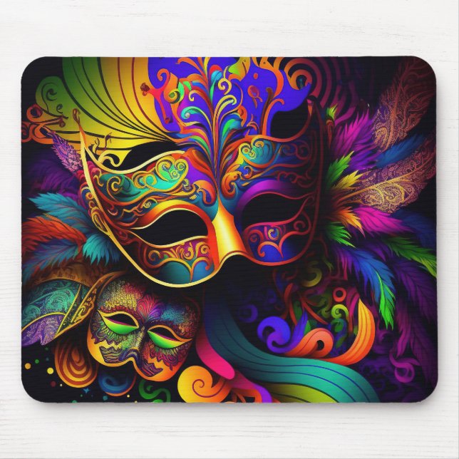 TAPIS DE SOURIS MASQUES MARDI GRAS AUX COULEURS CLAIRES (Devant)