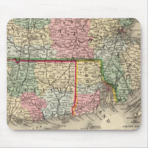 Tapis De Souris Mass, Conn, RI Map by Mitchell