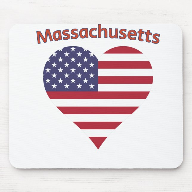 Tapis De Souris Massachusetts American Flag Heart (Devant)