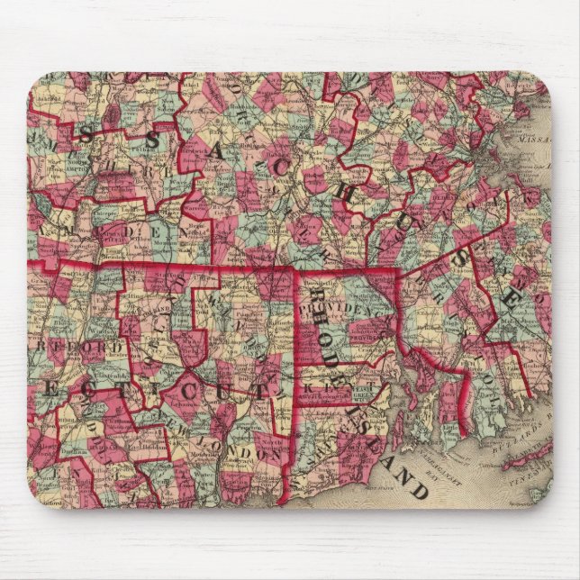 Tapis De Souris Massachusetts, Connecticut et Rhode Island (Devant)