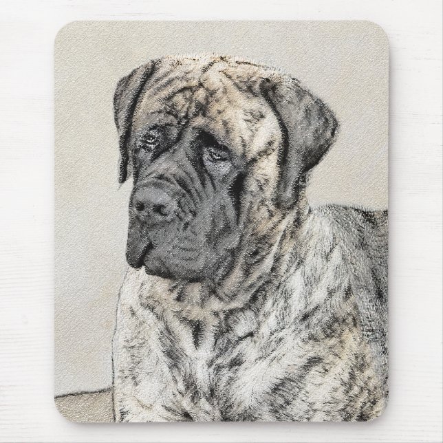Tapis De Souris Mastiff anglais (Brindle) Peinture - Chien Art (Devant)