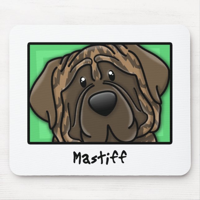 Tapis De Souris Mastiff Brindle carré de bande dessinée (Devant)