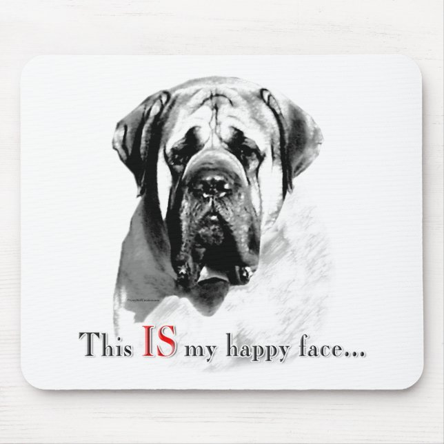 Tapis De Souris Mastiff Joyeux visage (Devant)