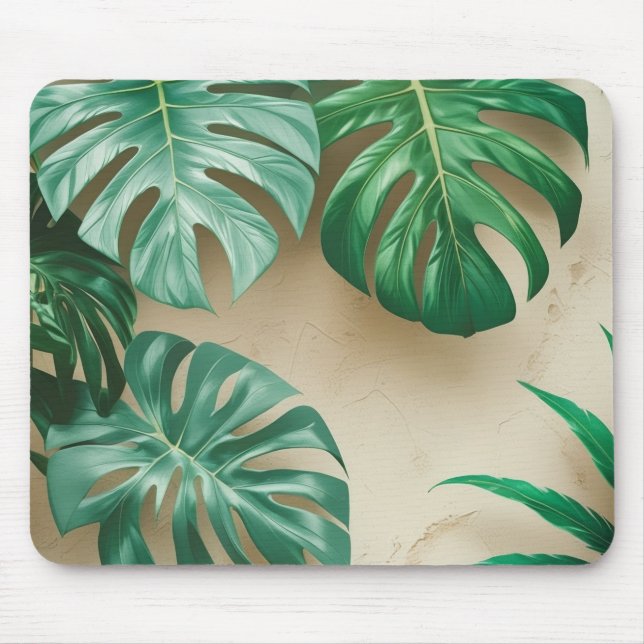 Tapis De Souris Mat de bureau pour feuilles tropicales (Devant)