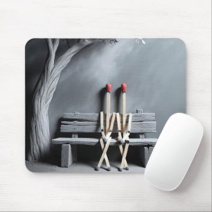 Tapis De Souris Matchsticks assis sur un banc