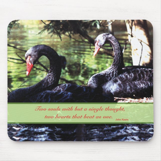 Tapis De Souris Mates for Life Black Swans with Love Quote (Devant)