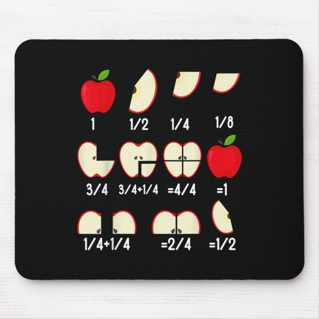 Tapis De Souris Mathématiques de fraction de pomme enseignants ret (Devant)