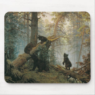 Tapis De Souris Matin dans une forêt de pins