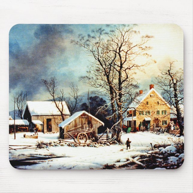 Tapis De Souris Matin neigeux froid (Devant)