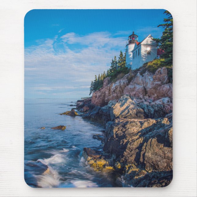 Tapis De Souris Matin Sun au phare bas de port (Devant)