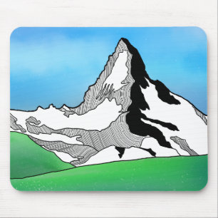 Tapis De Souris Matterhorn Suisse Ligne art aquarelle