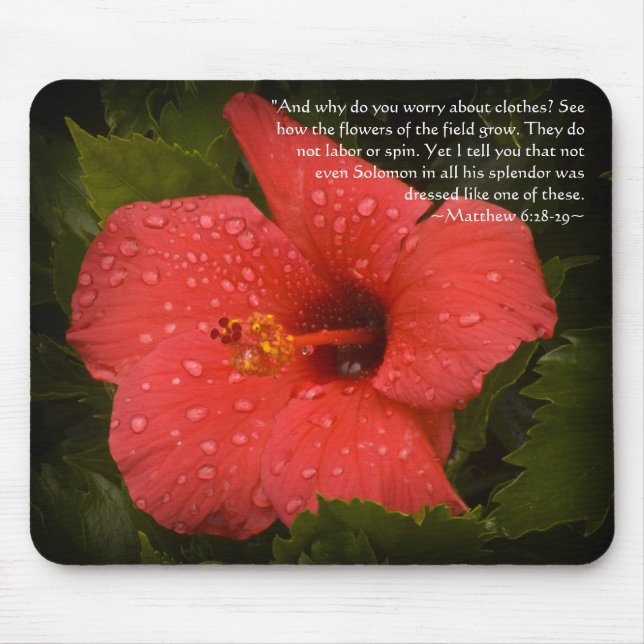Tapis De Souris Matthieu 6:28-29 Hibiscus Mousepad (Devant)