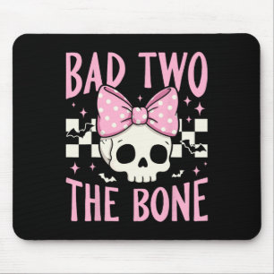 Tapis De Souris Mauvais Deux Crâne Os Avec Bow Rose Pour Halloween