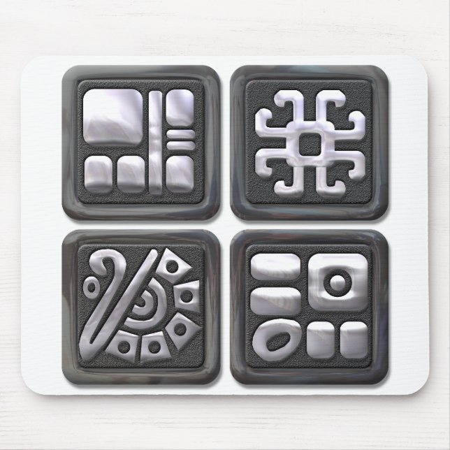 Tapis De Souris Maya Glyphs noir et argent (Devant)