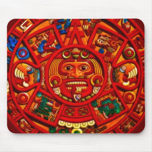 Tapis De Souris Mayan-Aztec Sacré Calendrier Soleil Art Mousepad (Devant)