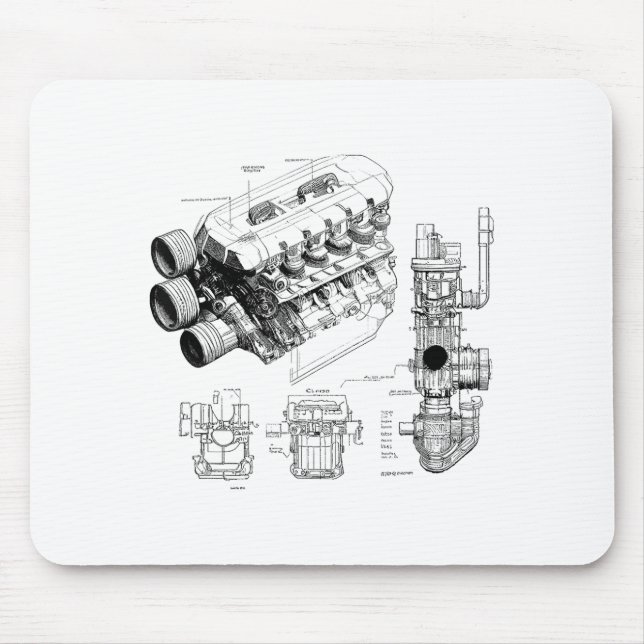 Tapis De Souris Mechanics Car Enthusiast Men Engine Eces  (Devant)