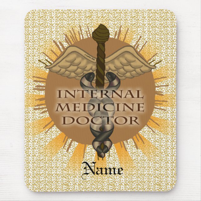 Tapis De Souris Médecin de médecine interne Caducée (Devant)