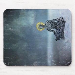 Tapis De Souris Méditant homme. halo flamboyant