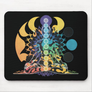 Tapis De Souris Méditation colorée du chakra cosmique Énergie spir