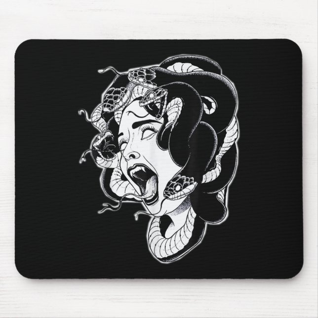 Tapis De Souris Méduse Blackwork Tattoo Flash (Devant)