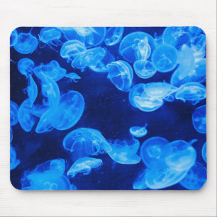 Tapis De Souris Méduse sous-marine mousepad, bleu blanc