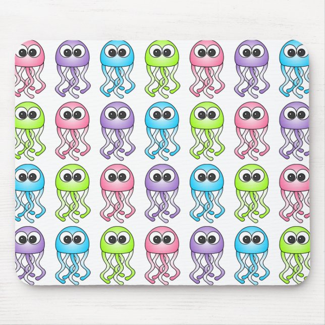 Tapis De Souris Méduses mignonnes Mousepad d'arc-en-ciel (Devant)