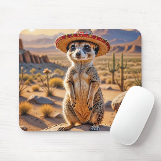 Tapis De Souris Meerkat porte un Sombrero (Avec souris)