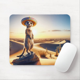 Tapis De Souris Meerkat porte un Sombrero mexicain