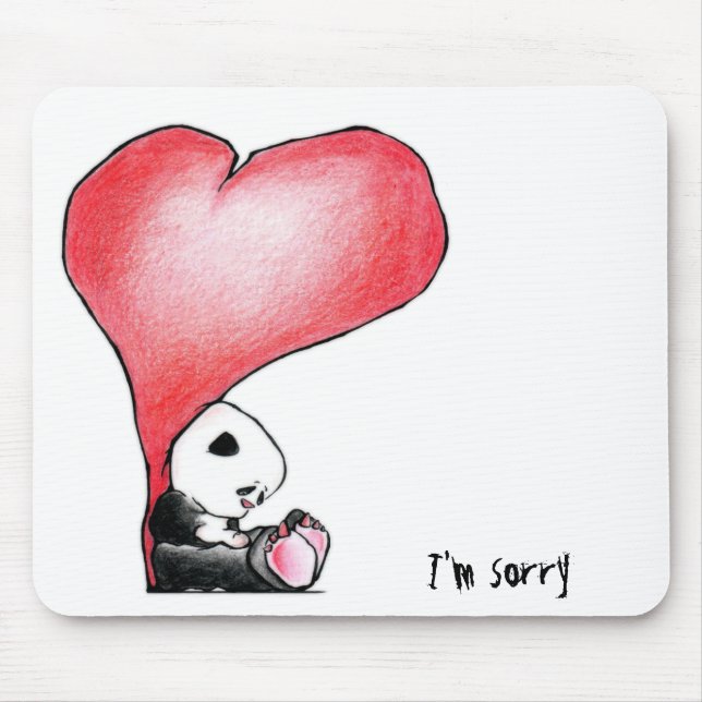 Tapis De Souris Megg : Un panda mignon - coeur, je suis désolé (Devant)