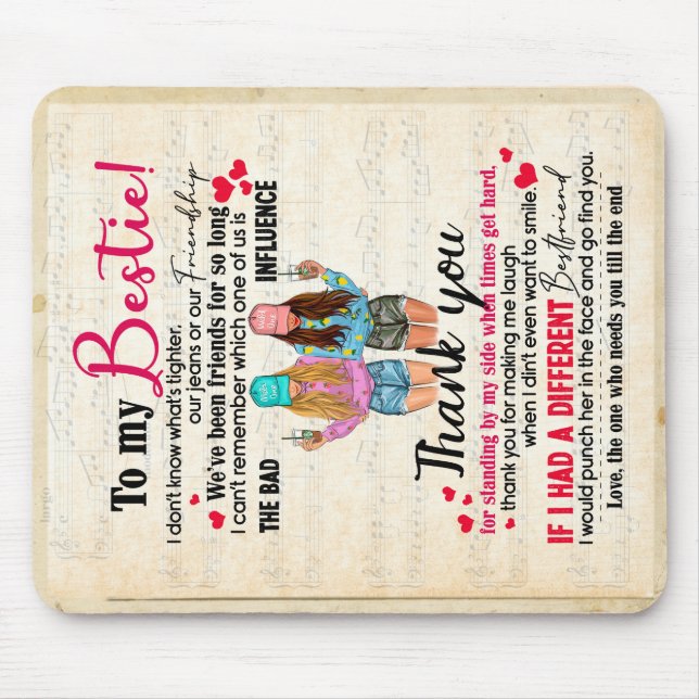 Tapis De Souris Meilleur Cadeau Ami, Drôle Jour Amitié Cadeaux (Devant)