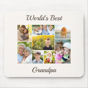 Tapis De Souris Meilleur Grand-Père du Monde Photo Collage