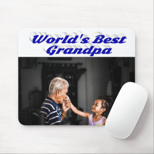 Tapis De Souris Meilleur grand-père photo texte bleu