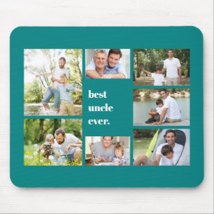 Tapis De Souris Meilleur Oncle Collage Photo Sarcelle