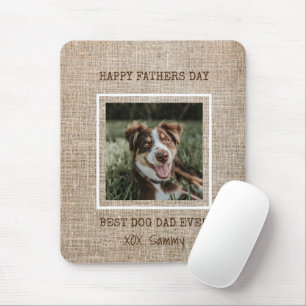 Tapis De Souris Meilleur Papa Chien Ever Burlap Photo Fête des Pèr