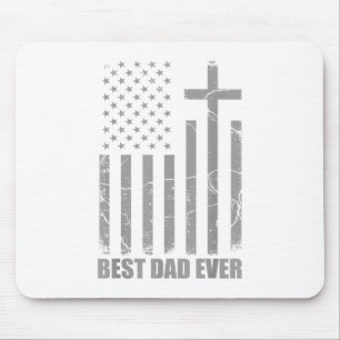 Tapis De Souris Meilleur Papa Chretien Patriotique Drapeau USA Gra