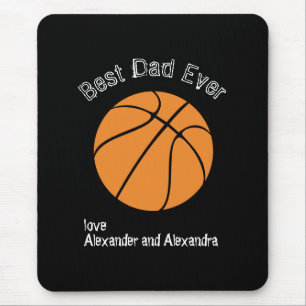 Tapis De Souris Meilleur papa de basket-ball avec texte en détress