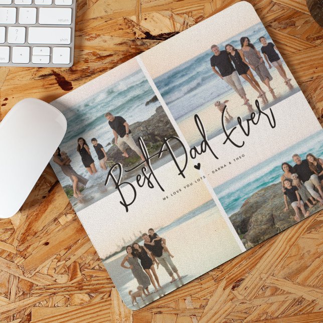 Tapis De Souris Meilleur Papa Ever Script 4x Photo (Créateur téléchargé)
