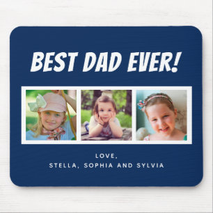 Tapis De Souris Meilleur Papa Jamais 3 Photos Bleu Foncé