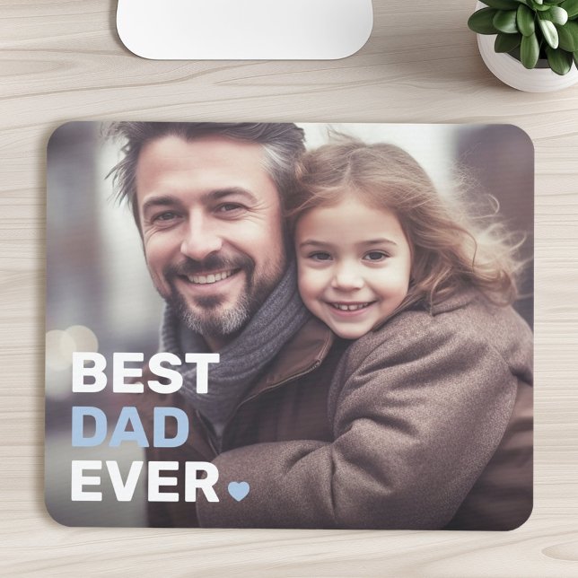 Tapis De Souris Meilleur papa jamais photo coeur fête des pères (Best dad ever photo hearts fathers day mouse pad)