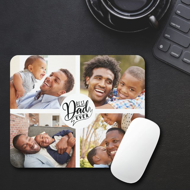 Tapis De Souris Meilleur Papa Jamais Quatre Photo Souris Panier (Best Dad Ever Four Photo Mouse Pad)