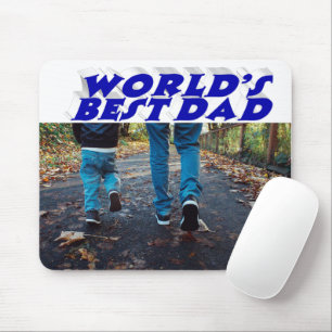 Tapis De Souris Meilleur papa photo bleu 3d texte