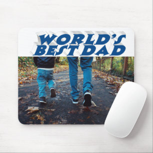 Tapis De Souris Meilleur papa photo bleu mer 3d texte
